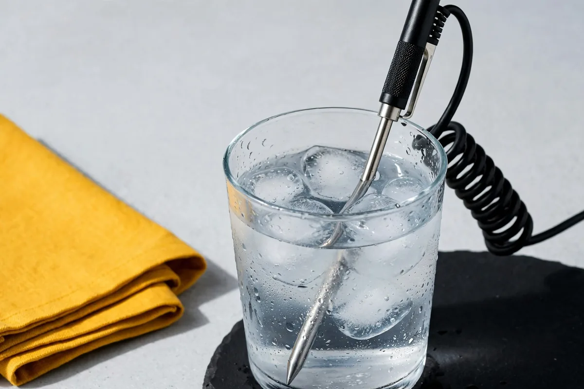 Thermometer in ice water