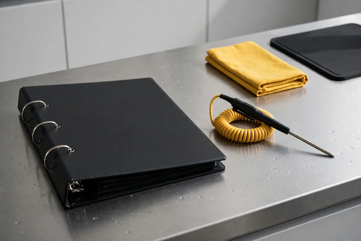 A binder and thermometer
