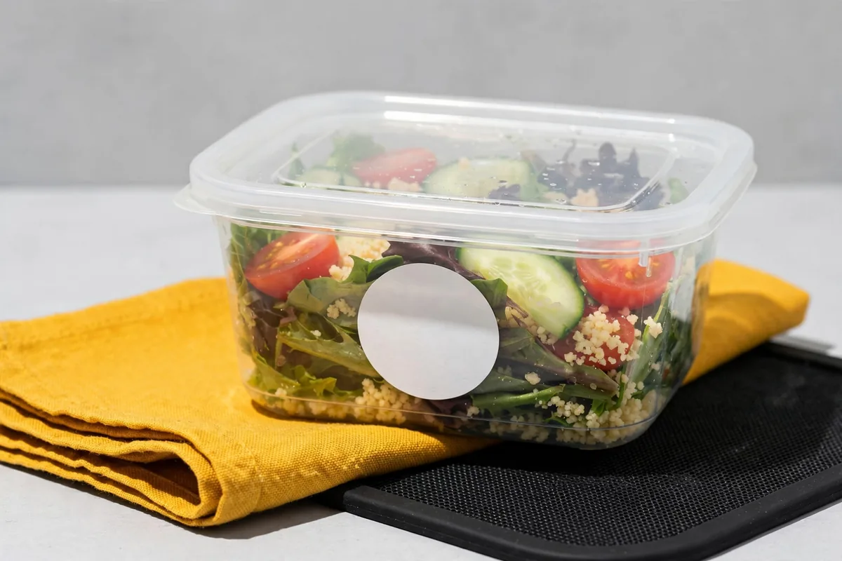 A covered container