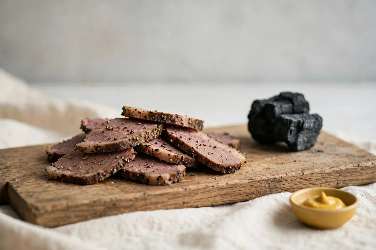 A pastrami on a board