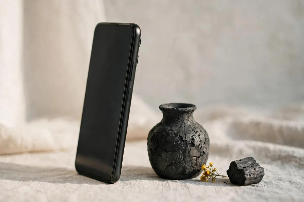 A phone standing up